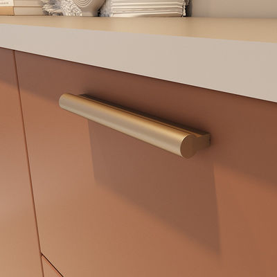 Contemporaneo Round Recessed Champagne Cabinet Pulls alluminio