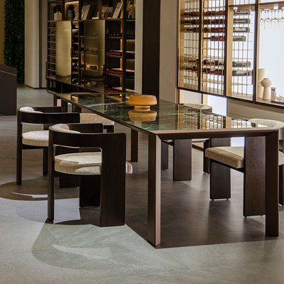 Tavolo da pranzo in marmo rettangolare verde lucido 750 mm con bordo in alluminio