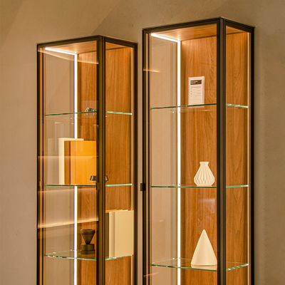 Spazio risparmiato Curio Display Cabinet a vetro montato a parete Vitrina con luce a led