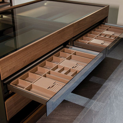 Display di ripiani in vetro in alluminio