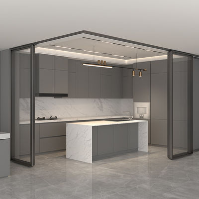 OEM cucina modulare in alluminio con armadi della dispensa porta di vetro