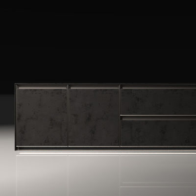 Armadi di cucina modulari in alluminio di lusso in vetro nero a piombo per villa
