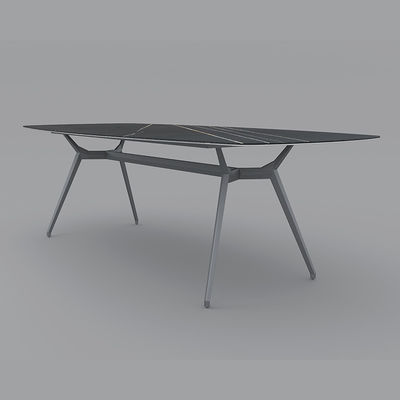 Set di sala da pranzo di lusso Rock Table Top Base di alluminio Tavolo da pranzo per villa